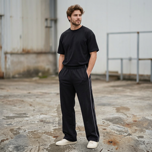 OEM <b>Mens</b> Oversized <b>Baggy</b> Piping Sweatpants Loose Fit Cotton <b>Joggers</b> High Quality Stacked Pants - Product Image 2