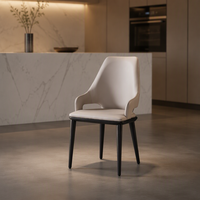 Chaise de salle à manger moderne de luxe avec cadre en bois et revêtement en cuir PU, avec dossier, pour villa et hôtel