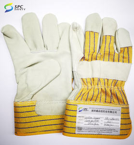 Construcción de alta calidad Builer soldador Rigger Worker amarillo rayas lona grano trasero cuero de vaca trabajo guantes de seguridad - Product Image 2