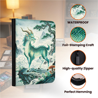 Classeur pour cartes à collectionner en PU, 9 fentes, 20 pages, 360 pochettes, imprimé UV, motif Qilin vert, dorure à chaud, avec fermeture éclair, pour cartes TCG