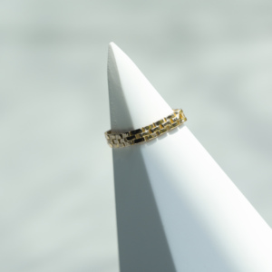 Anillo de cadena suave de eslabones curvos de oro sólido de 18 quilates hecho a mano para mujer, banda Eternit atemporal moderna para compromiso de boda, regalo de moda - Product Image 4