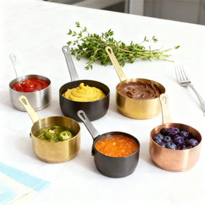 Dipping bowl, spoon, pepper <b>sauce</b> bowl, tableware, kitchen mini melting tool, stainless steel <b>sauce</b> cup with handle - Product Image 2