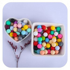 12mm Round <b>Silicone</b> PVC Loose <b>Beads</b> Set Mix Colors Spacing Focal <b>Beads</b> for Jewelry Making & DIY Pen Keychain - Product Image 1