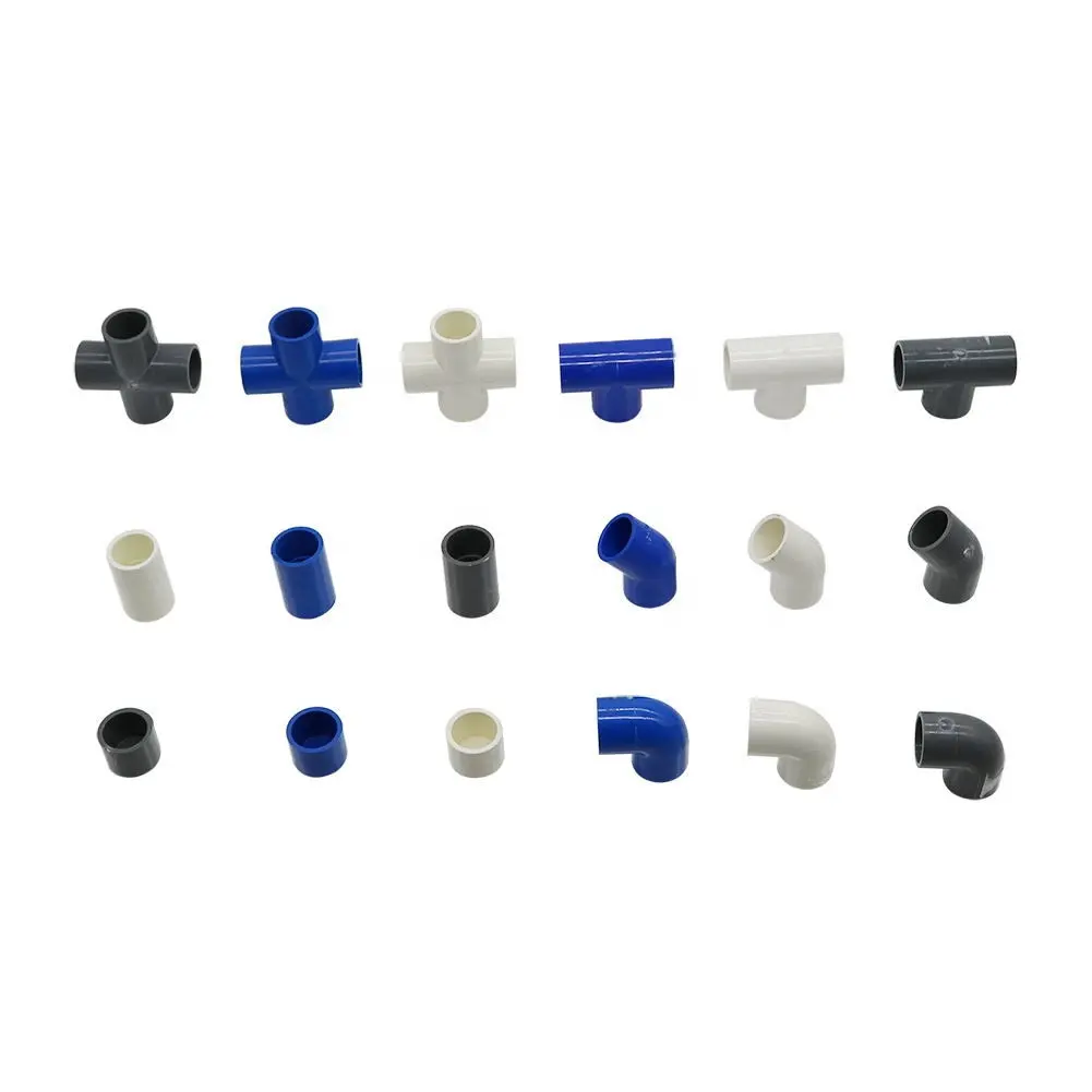 20 25 32mm Plastic PVC Pipe Fittings Tee Cross Straight Elbow End Cap PVC Connector Joint Adapter