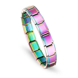 Pulsera Modular Italiana de Acero Inoxidable con Dijes Cuadrados, Elástica y Brillante - Product Image 6