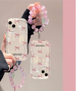 เคสสำหรับ iPhone 17, iPhone 14/13 Pro Max, สายรัดข้อมือโบว์สีชมพู, ซิลิโคนใสสำหรับ iPhone 11/12, XS - Product Image 5