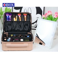Kit professionnel d'artiste d'ongle grande capacité boîtier de chariot de maquillage à la maison pour rose PC matériel boîte à lumière mode fermeture à glissière