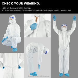 Microporeux jetable non tissé imperméable de peinture industrielle combiné avec le panneau arrière de SMS combinaison protectrice de haute qualité - Product Image 4