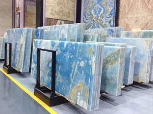 יוקרה גבוהה ברמה גבוהה מודרני מלוטש שקוף אבן טבעי מדליק לוח גדול מלון קיר פאנל קיר שיש כחול <span class=keywords><strong>onyx</strong></span> כחול - Product Image 6