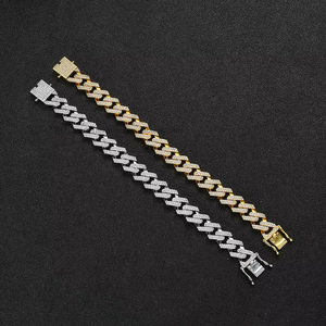 13Mm Tongue Button Head Rhombus Cuban <b>Bracelet</b>, Single Row Full of Zirconium Hip-hop <b>Bracelet</b> Tanjing Fashion Lijing Necklace - Product Image 1