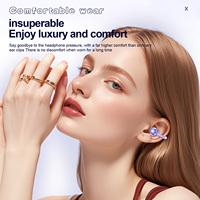 Écouteurs intra-auriculaires rétro à clip d'oreille, traduction IA, anneau en cuivre 10 mm, AB5756T V6.0, 200 mAh, audio spatial, sans fuite, pour les voyages et les appels