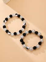 Nuevo Conjunto de Pulseras de Cuentas Coloridas de Estilo Punk, 2 Piezas, Pulsera de Plata con Notas Musicales, Estrellas, Sol y Luna para Mujer, Regalo de Joyería para Mejor Amiga