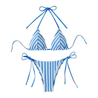 Ensemble bikini bandeau floral de haute qualité pour femme, 2 pièces, avec string en V sur le devant, fourniture directe usine, vêtements de plage
