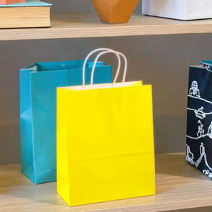 Sacchetti per la spesa in carta Kraft colorata riciclabile con Logo stampato personalizzato all'ingrosso per l'imballaggio <span class=keywords><strong>e</strong></span> regalare regali - Product Image 5