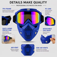 Masque de protection intégral détachable pour moto, lunettes tactiques de motocross, casque, lunettes de conduite, accessoires moto
