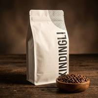 Sachet de café personnalisé imprimé, écologique, à fond plat, avec valve, thermoscellable, à languette de tirage, résistant à l'humidité, avec fermeture éclair, qualité alimentaire pour grains de café