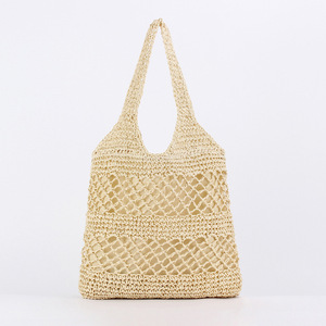 Sac à bandoulière en paille grande capacité pour femme, tendance streetwear décontractée, avec fermeture éclair, idéal pour les voyages, les vacances et la plage - Tanjing - Product Image 6
