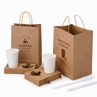 Sac en papier kraft à 2 compartiments avec poignée, idéal pour le café et les boissons à emporter, parfait pour les salons de thé - Vente en gros à prix abordable