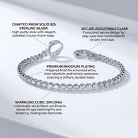Gelang Tenis Lapisan Emas Putih Kirin 4mm Potongan Bulat CZ Berlian Lapisan Rhodium Gelang Tenis OEM ODM
