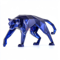 Figurine d'animal en cristal émaillé sculpté à la main léopard en cristal pour la décoration de la maison