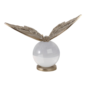 Scultura a forma di farfalla con base a sfera di cristallo per decorazioni domestiche, accento floreale artistico - Product Image 1