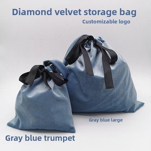 Bolsa de terciopelo INS con cordón para guardar joyas, organizador portátil para compras, bolsa de hombro para llevar, para ropa interior, maquillaje y viajes - Product Image 2