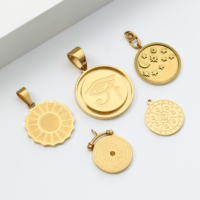 Pendentif personnalisé en métal en acier inoxydable avec étiquettes logo plaqué accessoires de bijoux pour la fabrication de colliers breloques en cristaux de style tendance