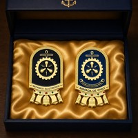 Pièce de défi personnalisée en métal antique émaillé dur, avec bordure en corde torsadée, emblème d'électricien mécanicien, souvenir maritime
