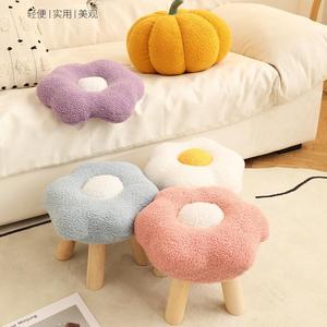 Cloud Shaped <b>Stool</b> Irregular Shape Wooden Legs Soft Plush Seat For Child Bedroom Living Room Chair Shoe Changing <b>Stool</b> - Product Image 1