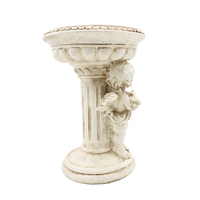 Statue de mangeoire à oiseaux double ange en résine de 13,58 pouces, pot de fleurs sculpture ange pour jardin, patio extérieur, pelouse, décoration intérieure - Vente en gros