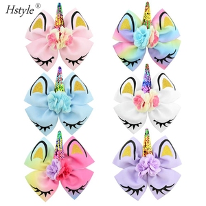 6 pièces filles licorne cheveux arcs avec pinces à cheveux alligator Cheer arcs cheveux robe quotidienne accessoires pour la fête - Product Image 3