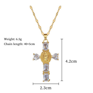 QIFEI <span class=keywords><strong>testa</strong></span> <span class=keywords><strong>croce</strong></span> piena di collana di diamanti in acciaio inox catena collana gioielli per le donne - Product Image 5