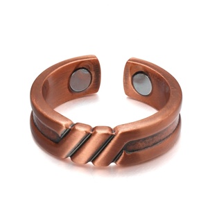 Vintage Classic Copper Magnetic <b>Ring</b> with Natural Stone Geometric Design for <b>Men</b> Women Wedding Engagement Gift for Anniversaries - Product Image 2
