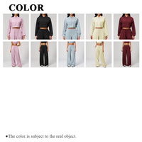Vêtements de sport pour femmes, veste à col montant avec fermeture éclair courte, sensation de fraîcheur, pantalon ample à séchage rapide et respirant, protection solaire, ensemble de yoga sportif