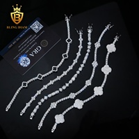 Chaîne de tennis en moissanite VVS1 style hip-hop tendance, bracelet en moissanite 3 mm en argent 925, passe le test du diamant, vente en gros