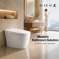 Bidet intelligent automatique monobloc en céramique moderne carré avec télécommande, siège chauffant, double chasse d'eau, LED, S-Trap/P-Trap