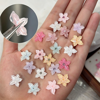 30 pièces de breloques florales en résine pour ongles, ornements en strass floraux, breloques 3D en forme de fleur à cinq pétales, décorations pour manucure