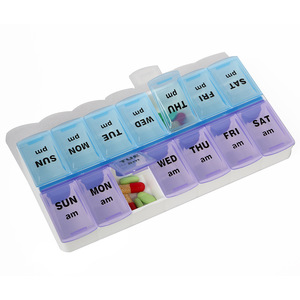 Portable Pillbox 14 Compartments Mini Size 7 Day Supply Reusable Medicine Organizer With Lid For Daily Medication Storage - Product Image 1