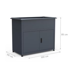 Armoire extérieure moderne en métal personnalisable pour balcon et terrasse, jardinière surélevée en acier galvanisé avec rangement - Product Image 5