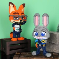 Bloques de construcción para niños, piezas de decoración de ensamblaje de partículas pequeñas, puzle, juguetes para adultos, bloques de construcción de conejo, para regalo