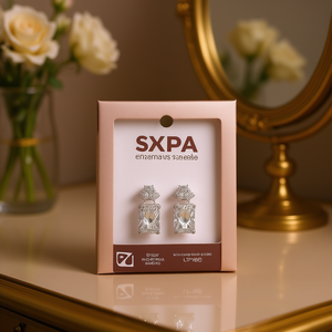 Orecchini pendenti da donna Sxpx con cristalli, in argento 925 placcato oro bianco, a forma di corona, gioielli classici da sposa con montatura a griffe - Product Image 2