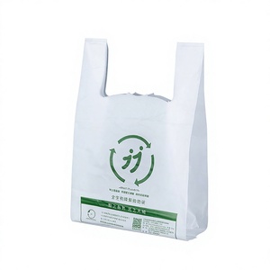 Sacchetti <span class=keywords><strong>di</strong></span> Plastica Biodegradabili Ecologici a Forma <span class=keywords><strong>di</strong></span> Gilet in PEAT+PLA con Loghi Stampati Personalizzabili per Aziende e Shopping - Product Image 1