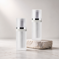 Flacon compte-gouttes à double paroi de 30 ml avec bouton-poussoir, emballage cosmétique vide en acrylique PP anti-lumière