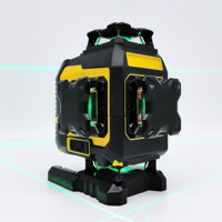 Niveau laser vert professionnel 4D 16 lignes avec écran LCD et indicateur d'angle, outil laser auto-nivelant pour la construction
