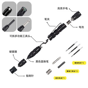Cross-border best-selling outdoor multi-functional bionic survival pen, tungsten steel tip window breaker, EDC tactical - Product Image 3