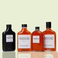 Bouteille de sauce BBQ à bas prix de fabrication chinoise, 200 ml, bouteille en verre plate avec couvercle en plastique inviolable pour sauce piquante