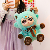 Adorable Peluche Chat Elfe Fantastique, Jouet en Vinyle Kawaii avec Visage de Chaton de Dessin Animé, avec Nœud et Clochette, Chat Assis Créatif, Cadeau pour Filles