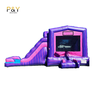 송풍기가있는 스플래시 풀이있는 보라색 상업 학년 성 바운스 하우스 워터 슬라이드 - Product Image 1