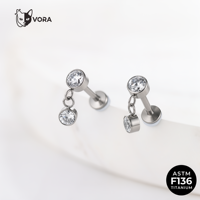 Piercing de mode pour enfant en titane ASTM F136, labret pendante à filetage interne avec pendentifs croix étoile CZ pour cartilage d'oreille et hélix