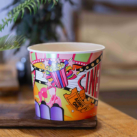 Emballage de récipient alimentaire en forme unique en papier artisanal Riz Snack Nouilles Popcorn Saladier PE PLA Eau-Base Revêtement Seau Bol